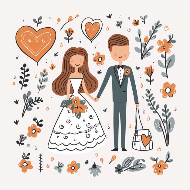 Foto ilustración vectorial de flores de bodas minimalistas