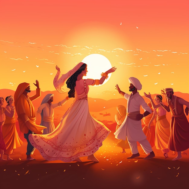 Ilustración vectorial del fondo de vacaciones Happy Lohri para el festival Punjabi