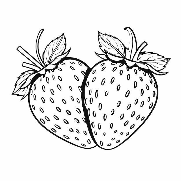 Ilustración vectorial de fresas para un libro de colorear sencillo