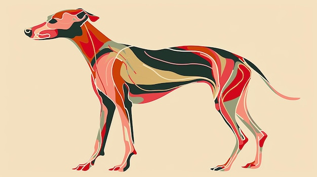 Foto una ilustración vectorial de un galgo en un estilo abstracto colorido