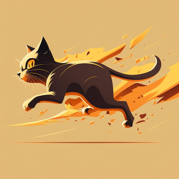 Ilustración vectorial de un gato corriendo