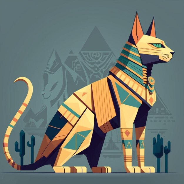 Foto ilustración vectorial del gato faraónico