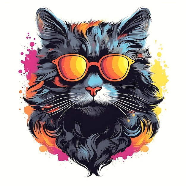 Ilustración vectorial de gato lindo para el diseño de camisetas, el logotipo de Stocker, el estandarte, etc.