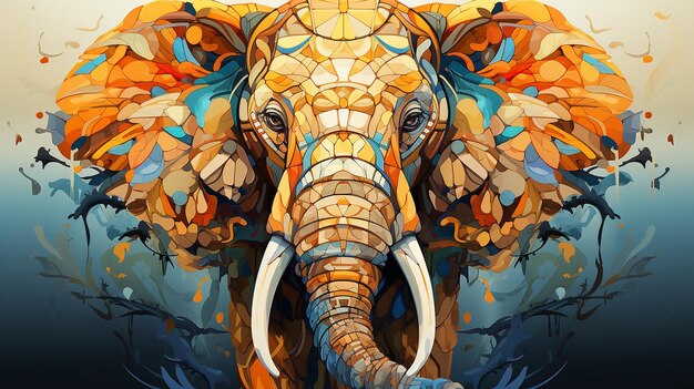 Foto ilustración vectorial gigante y suave de un elefante