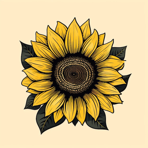 Ilustración vectorial de girasol de bronce oscuro y claro