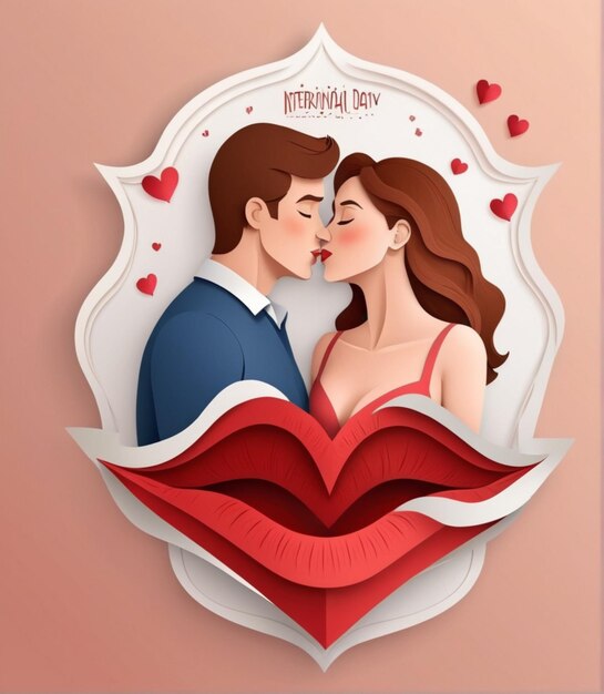 Ilustración vectorial gratuita del día internacional del beso en estilo papel