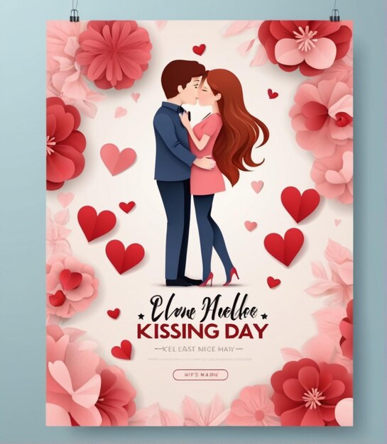 Ilustración vectorial gratuita del día internacional del beso en estilo papel