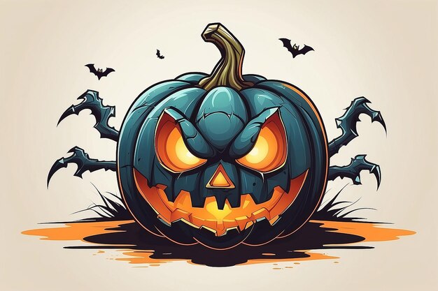 Ilustración vectorial gratuita de Halloween Monster Pumpkin