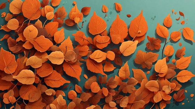 Foto ilustración vectorial de hojas de naranja de otoño