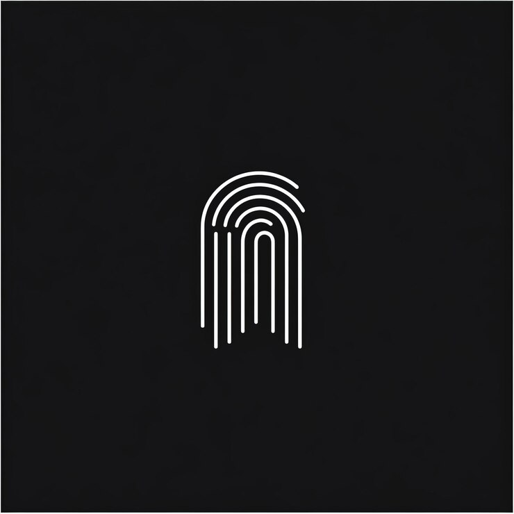 Foto ilustración vectorial del icono de la huella dactilar símbolo de la huello dactilar aislado en fondo negro