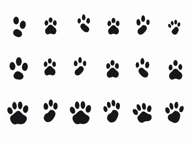 Ilustración vectorial del icono de la pata Signo y símbolo de la huella de la pata Colección de juegos de patas de perro o gato