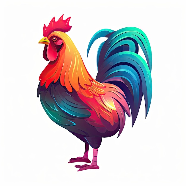 Ilustración vectorial de un icono de pollo entrañable Muestra un pollo encantador y delicioso con colores vibrantes y un atractivo amistoso