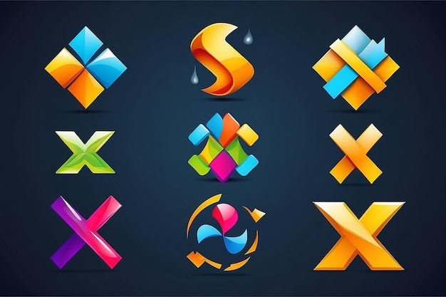 Ilustración vectorial de iconos abstractos basados en la letra X