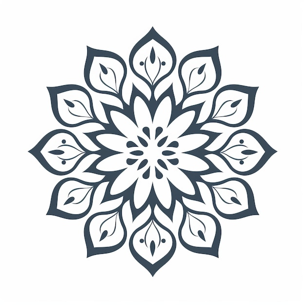 Ilustración vectorial inspirada en el arte khmer del icono de la flor de mandala de la marina oscura