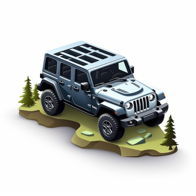 Ilustración vectorial isométrica del Jeep Wrangler fuera de carretera