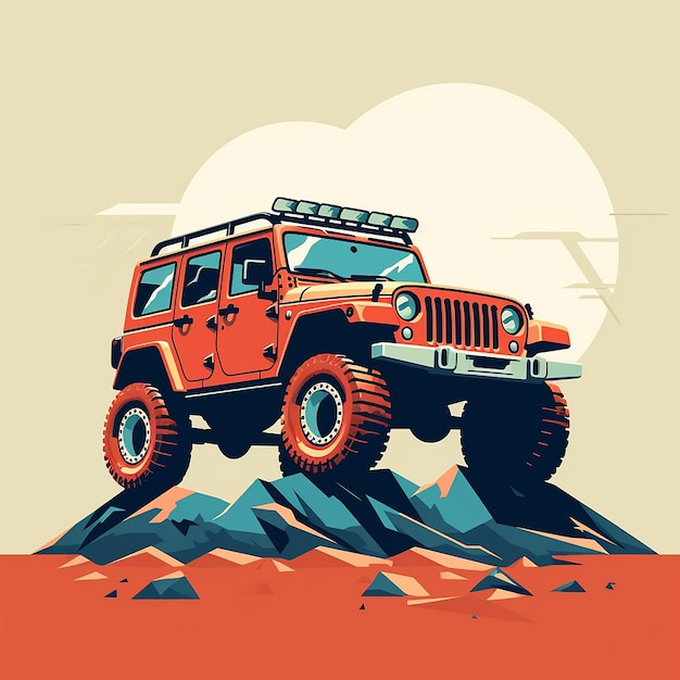 Foto ilustración vectorial de un jeep