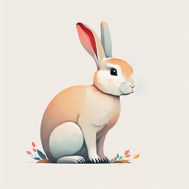 Ilustración vectorial de un lindo conejo blanco sentado sobre un fondo blanco ai generativo
