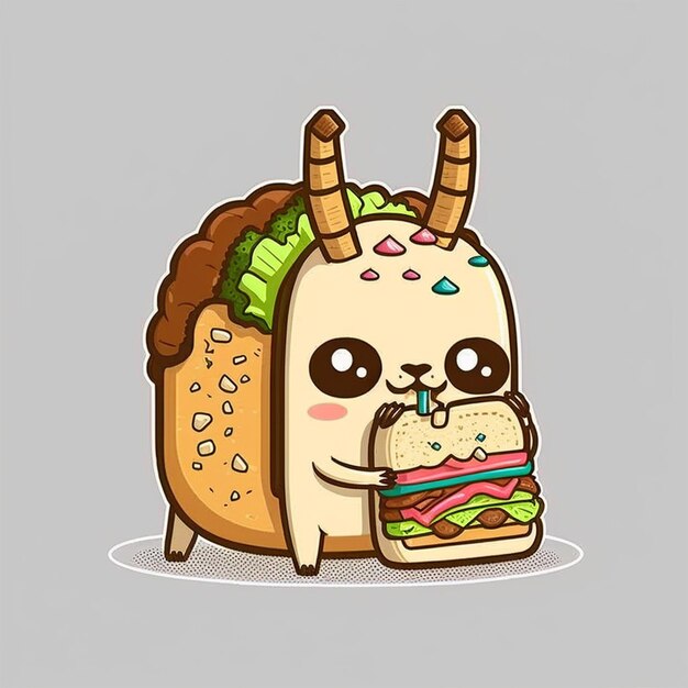 Ilustración vectorial de una llama comiendo un taco