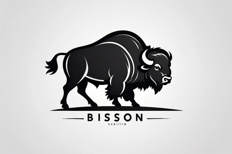 Foto ilustración vectorial del logotipo del bisonte minimalista