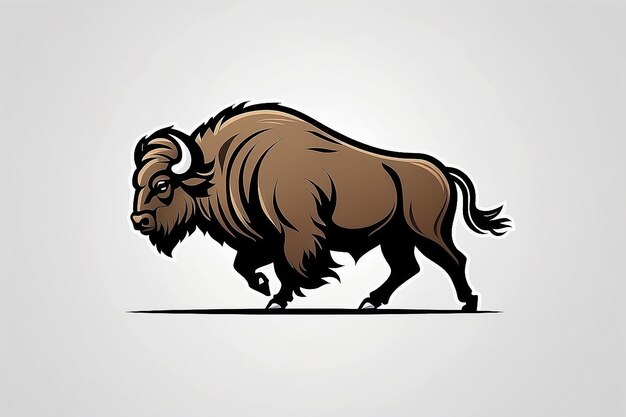 Ilustración vectorial del logotipo del bisonte minimalista