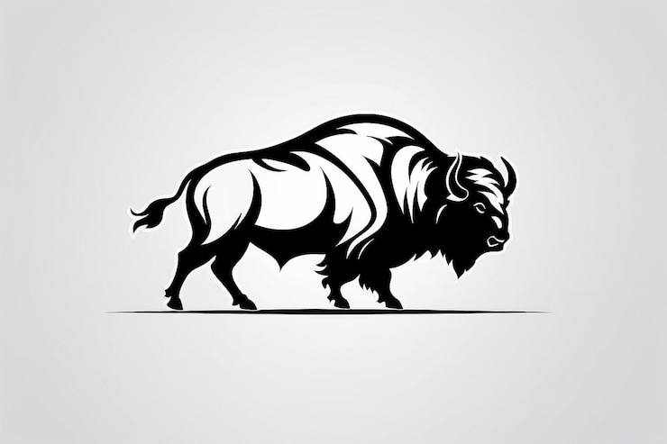 Foto ilustración vectorial del logotipo del bisonte minimalista