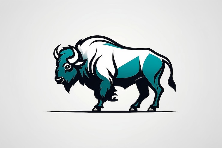 Foto ilustración vectorial del logotipo del bisonte minimalista