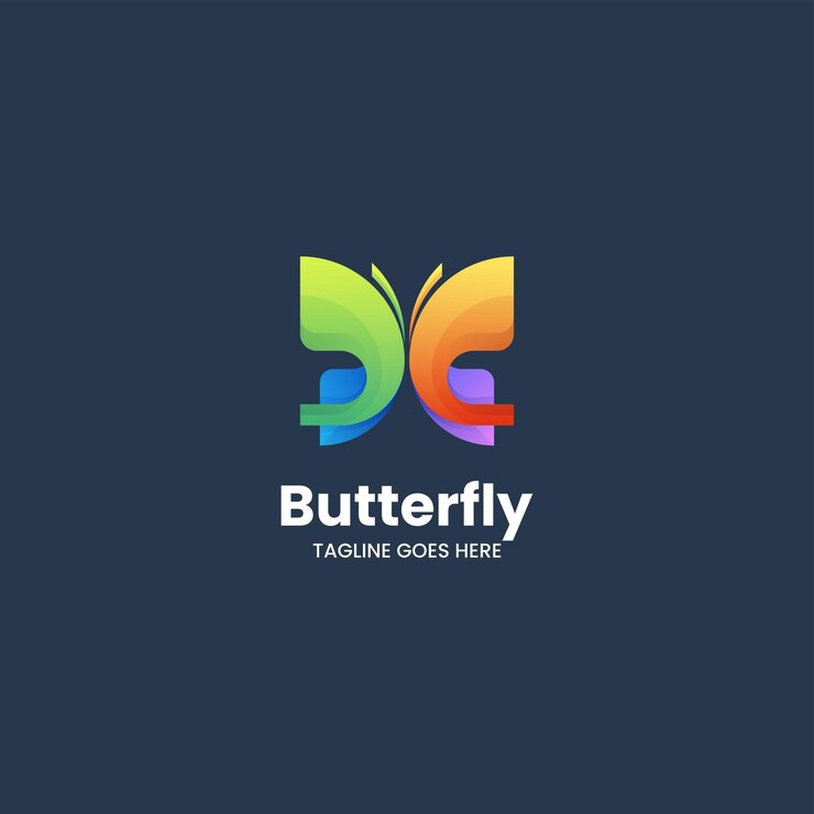 Foto ilustración vectorial del logotipo gradiente de mariposa estilo colorido