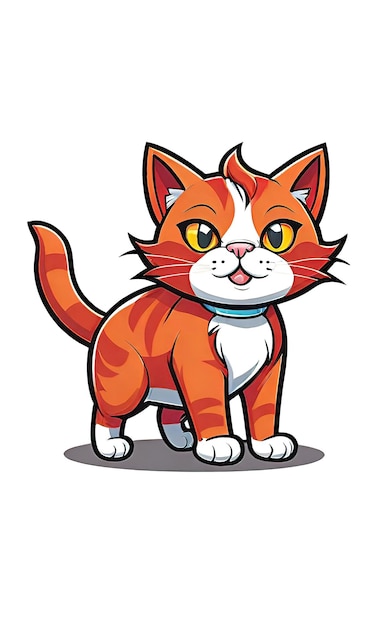 Ilustración vectorial logotipo plano de lindo gato rojo icono vectorial dibujo infantil primitivo aislado en wh