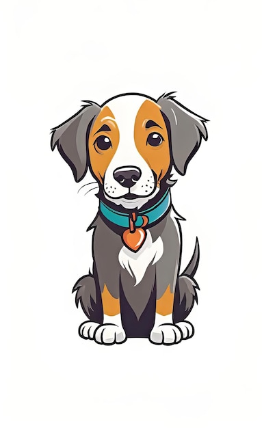 Ilustración vectorial logotipo plano de perro lindo icono vectorial dibujo infantil primitivo