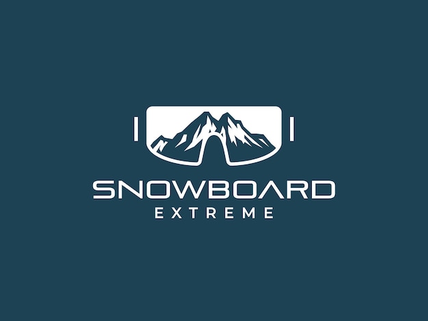 Ilustración vectorial del logotipo de snowboard de esquí gafas de montaña plantilla de logotipo