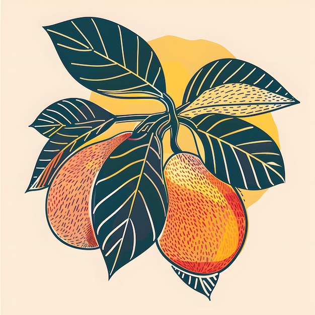 Foto ilustración vectorial de mango ilustración vectoria de fruta el fondo de la fruta