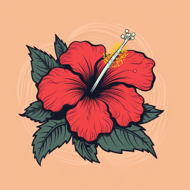 Ilustración vectorial minimalista de flores de hibisco con colores inspirados en el arte pop