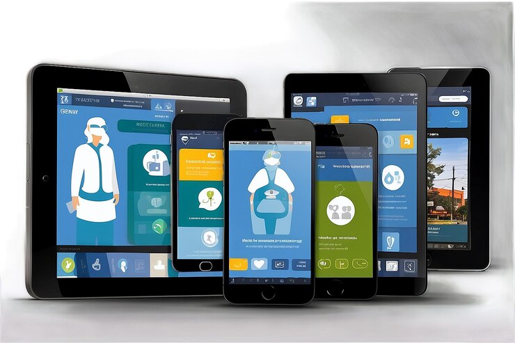 Foto ilustración vectorial moderna de la aplicación de atención médica en el teléfono inteligente con consulta médica en línea del equipo