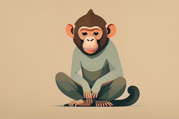 Ilustración vectorial de un mono estilo dibujos animados ai generativo