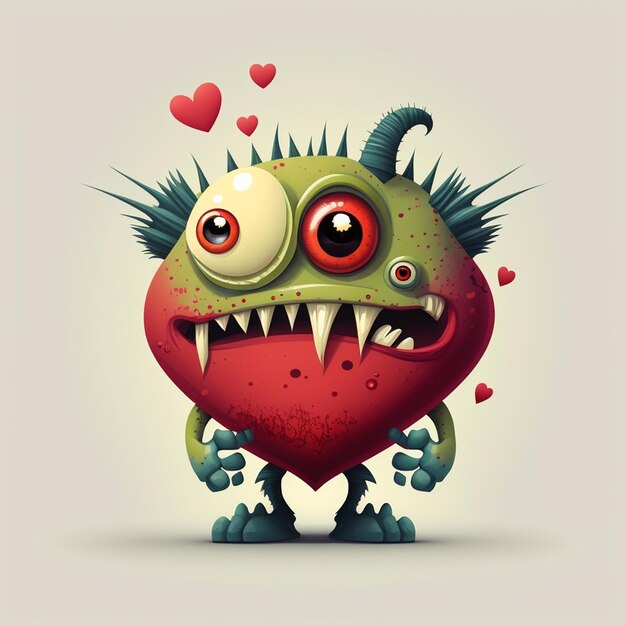 Foto ilustración vectorial de monster valentine