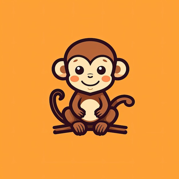 Esta ilustración vectorial muestra un icono de mono adorable