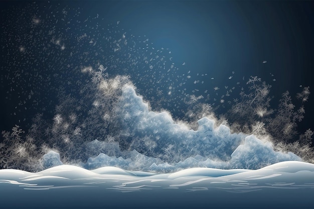 Foto ilustración vectorial de nieve voladora sobre un fondo transparente fenómeno natural de nevadas o tormentas de nieve