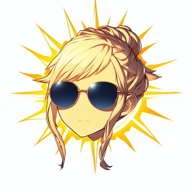 Ilustración vectorial de una niña con gafas de sol sobre un fondo blanco aislado