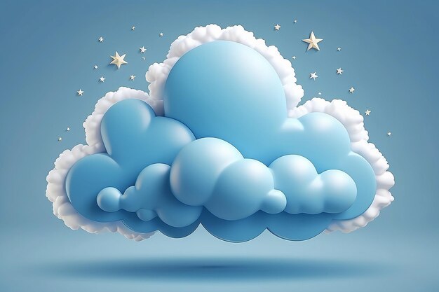 Foto ilustración vectorial de nubes con estrellas en estilo 3d icono meteorológico vectorial con nubes y estrellas en estilo realista juguete para bebé