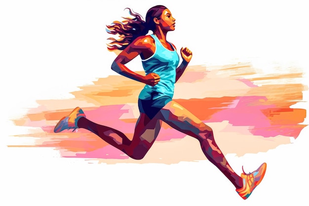 Ilustración vectorial o fondo de una mujer corriendo