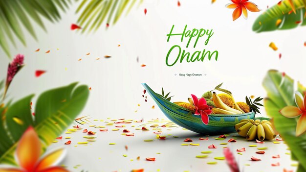 Foto ilustración vectorial del onam kerala ilustración de la tarjeta de felicitación del onam