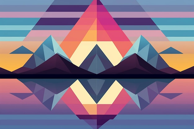 Ilustración vectorial del paisaje del río de montaña