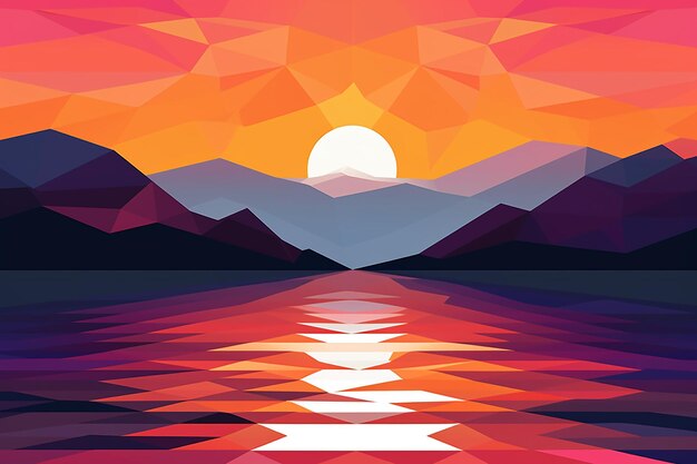 Foto ilustración vectorial del paisaje del río de montaña