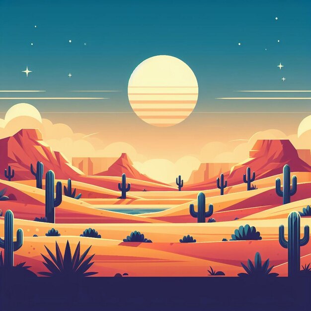 Foto ilustración vectorial de paisajes del desierto dibujo vectorial del desierto ilustración vectoria del desierto