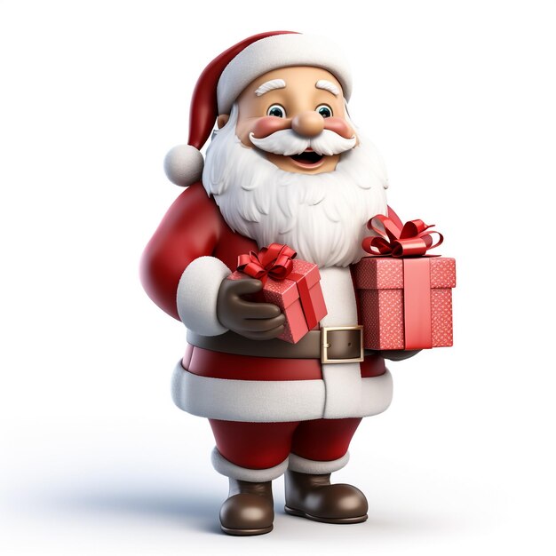 Ilustración vectorial de Papá Noel llevando una bolsa de regalos aislada sobre un fondo blanco