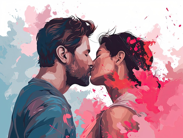 Ilustración vectorial de una pareja besándose