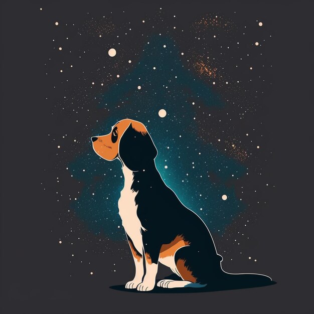 Ilustración vectorial del perro espacial