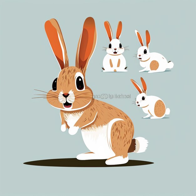Foto ilustración vectorial de un personaje de cuerpo completo de conejo