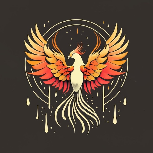 Ilustración vectorial de Phoenix para el diseño de camisetas Arte digital Fondo de colores de agua salpicaduras