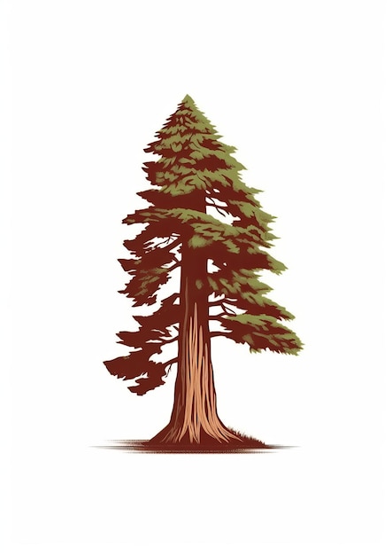 Ilustración vectorial del pino de estilo California Plein Air